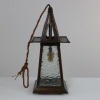 A Glasgow School Anodised Copper Ceiling Light with Upside Down Split Heart Cut-outs - Thumbnail 2