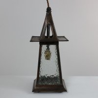 A Glasgow School Anodised Copper Ceiling Light with Upside Down Split Heart Cut-outs - Thumbnail 3