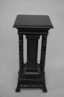 Henry W Batley Aesthetic Movement Ebonised Pedestal Stand with Carved Sunflowers - Thumbnail 3
