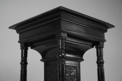 Henry W Batley Aesthetic Movement Ebonised Pedestal Stand with Carved Sunflowers - Thumbnail 8