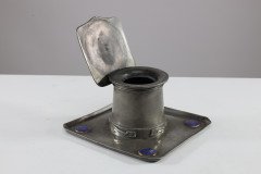 Liberty & Co. an Arts & Crafts Pewter Inkwell with Violet Enamel Decoration - Thumbnail 2