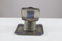 Liberty & Co. an Arts & Crafts Pewter Inkwell with Violet Enamel Decoration - Thumbnail 5