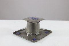 Liberty & Co. an Arts & Crafts Pewter Inkwell with Violet Enamel Decoration - Thumbnail 7