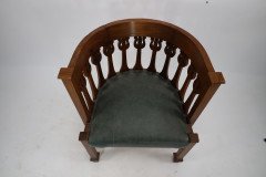 An Arts and Crafts Oak Armchair with Stylized Floral Upright Decoration - Thumbnail 8
