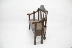 Arts & Crafts Inlaid Oak Settle Probably Commissioned by Sir Samuel Morton - Thumbnail 2