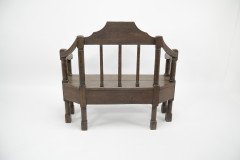 Arts & Crafts Inlaid Oak Settle Probably Commissioned by Sir Samuel Morton - Thumbnail 3