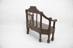 Arts & Crafts Inlaid Oak Settle Probably Commissioned by Sir Samuel Morton - Thumbnail 4