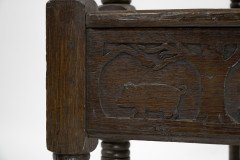 Arts & Crafts Inlaid Oak Settle Probably Commissioned by Sir Samuel Morton - Thumbnail 13