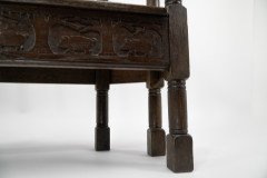Arts & Crafts Inlaid Oak Settle Probably Commissioned by Sir Samuel Morton - Thumbnail 14