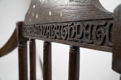Arts & Crafts Inlaid Oak Settle Probably Commissioned by Sir Samuel Morton - Thumbnail 19