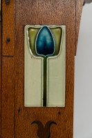 Arts and Crafts Oak Glazed Bookcase with inset period tiles - Thumbnail 11