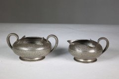 Liberty and Co. an English Pewter 0966 Arts and Crafts Milk and Sugar Bowl - Thumbnail 6