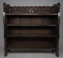 Pugin, Gothic Revival Bookcase with Carved Florets, Acorns & Oak Leaf Decoration - Thumbnail 1