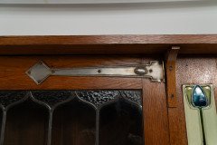 Arts and Crafts Oak Glazed Bookcase with inset period tiles - Thumbnail 15