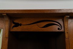 Arts and Crafts Oak Glazed Bookcase with inset period tiles - Thumbnail 16