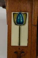 Arts and Crafts Oak Glazed Bookcase with inset period tiles - Thumbnail 12