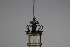 An Arts & Crafts Brass Ceiling Lantern with the Original Vaseline Shade - Thumbnail 5