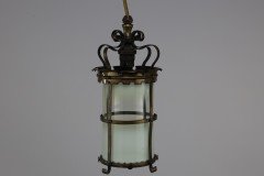 An Arts & Crafts Brass Ceiling Lantern with the Original Vaseline Shade - Thumbnail 6