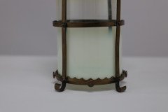 An Arts & Crafts Brass Ceiling Lantern with the Original Vaseline Shade - Thumbnail 9