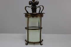 An Arts & Crafts Brass Ceiling Lantern with the Original Vaseline Shade - Thumbnail 10