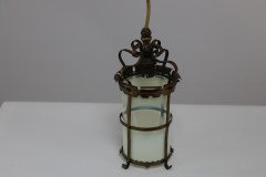 An Arts & Crafts Brass Ceiling Lantern with the Original Vaseline Shade - Thumbnail 11