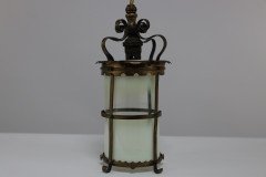 An Arts & Crafts Brass Ceiling Lantern with the Original Vaseline Shade - Thumbnail 12