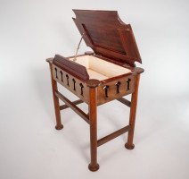 Liberty and Co (attributed). a Glasgow School Walnut Piano Stool with Storage under the Seat - Thumbnail 15
