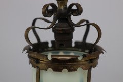An Arts & Crafts Brass Ceiling Lantern with the Original Vaseline Shade - Thumbnail 15