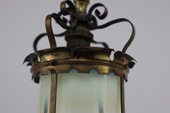 An Arts & Crafts Brass Ceiling Lantern with the Original Vaseline Shade - Thumbnail 18
