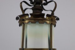An Arts & Crafts Brass Ceiling Lantern with the Original Vaseline Shade - Thumbnail 19