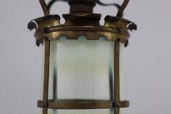 An Arts & Crafts Brass Ceiling Lantern with the Original Vaseline Shade - Thumbnail 20
