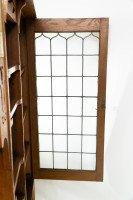 Arts and Crafts Oak Glazed Bookcase with inset period tiles - Thumbnail 20