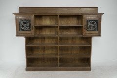 Liberty & Co. Arts & Crafts Oak Bookcase Stain Glass and Copper Hinges & Handles - Thumbnail 2