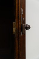 Arts & Crafts Oak Linen Press by Liberty and Co with Fleur De Lys carved details - Thumbnail 15
