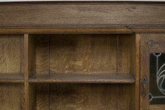 Liberty & Co. Arts & Crafts Oak Bookcase Stain Glass and Copper Hinges & Handles - Thumbnail 11