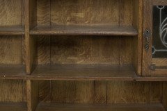 Liberty & Co. Arts & Crafts Oak Bookcase Stain Glass and Copper Hinges & Handles - Thumbnail 13