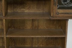 Liberty & Co. Arts & Crafts Oak Bookcase Stain Glass and Copper Hinges & Handles - Thumbnail 14