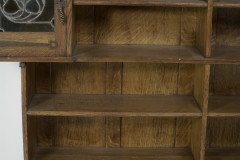 Liberty & Co. Arts & Crafts Oak Bookcase Stain Glass and Copper Hinges & Handles - Thumbnail 19