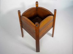 A Glasgow Style Oak Arts and Crafts Copper Bound Planter with Stylised Elongated Top's with Circular Cutouts. - Thumbnail 4