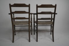 Morris and Co. A Rare Pair of Arts and Crafts Ladder Back Rush Seat Armchairs. - Thumbnail 5