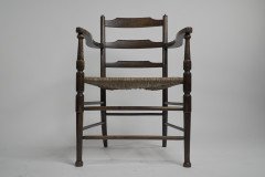 Morris and Co. A Rare Pair of Arts and Crafts Ladder Back Rush Seat Armchairs. - Thumbnail 8