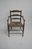 Morris and Co. A Rare Pair of Arts and Crafts Ladder Back Rush Seat Armchairs. - Thumbnail 9
