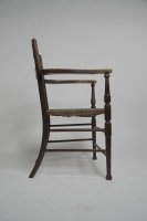 Morris and Co. A Rare Pair of Arts and Crafts Ladder Back Rush Seat Armchairs. - Thumbnail 10