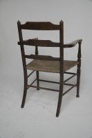 Morris and Co. A Rare Pair of Arts and Crafts Ladder Back Rush Seat Armchairs. - Thumbnail 12
