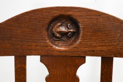 English Arts & Crafts Oak Armchair with a Carved Mouse Inset to the Headrest - Thumbnail 7