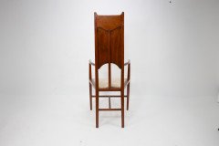 G M Ellwood.J S Henry. Pair of Arts & Crafts Mahogany Armchair with Pewter Inlay - Thumbnail 4
