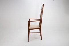 G M Ellwood.J S Henry. Pair of Arts & Crafts Mahogany Armchair with Pewter Inlay - Thumbnail 6