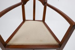 G M Ellwood.J S Henry. Pair of Arts & Crafts Mahogany Armchair with Pewter Inlay - Thumbnail 9