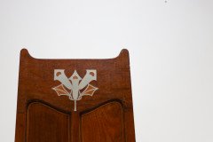G M Ellwood.J S Henry. Pair of Arts & Crafts Mahogany Armchair with Pewter Inlay - Thumbnail 11