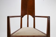 G M Ellwood.J S Henry. Pair of Arts & Crafts Mahogany Armchair with Pewter Inlay - Thumbnail 12